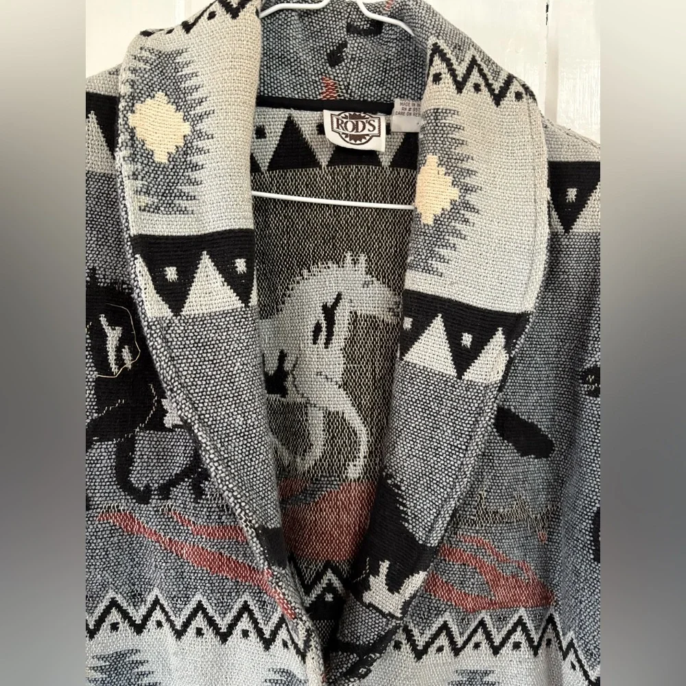 Vintage Horse Patterned Jacket 100 %Cotton Medium/XL - Picture 5 of 7